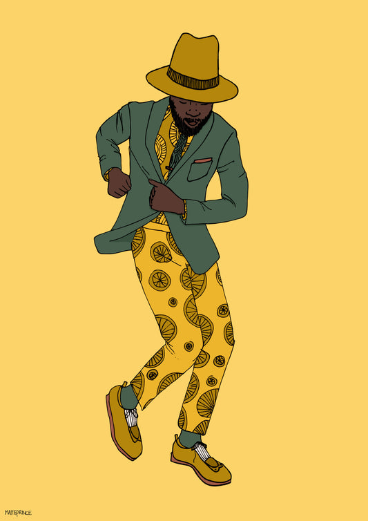 Dancing Men yellow | Colorful print | Maite Prince